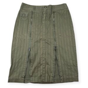 Morbid Threads Zip Pencil Skirt Goth Y2k Juniors 7 Olive Green 2000’s grunge